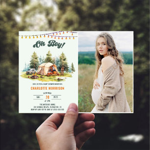 Invitación Rústico Oh Boy Camping Fiesta de Baby Shower Foto