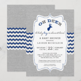 Invitación Rústico OH DEER Buck Baby Shower, gris marino