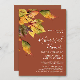 Invitación Rústico otoño Boda de follaje Ensayo Cena