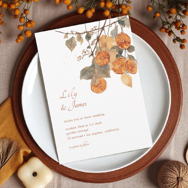 Invitación Rústico otoño Boho Dried Naranja Garland Boda (Subido por el creador)