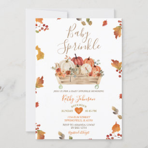Invitación Rústico otoño deja a la calabaza parche de bebé ro