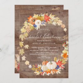 Invitación Rústico otoño deja Wreath Bridal Shower Luncheon