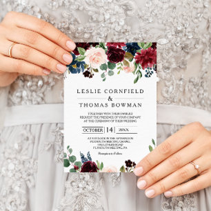 Invitación Rústico otoño deslumbrante Boda de Borgoña