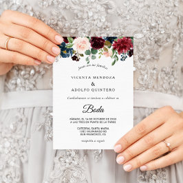 Invitación Rústico otoño deslumbrante Boda de Borgoña