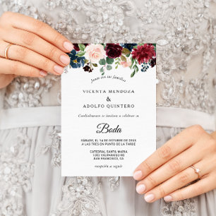 Invitación Rústico otoño deslumbrante Boda de Borgoña