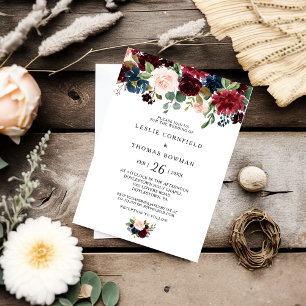 Invitación Rústico otoño deslumbrante Boda de Borgoña