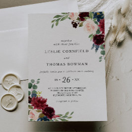 Invitación Rústico otoño deslumbrante Boda de Borgoña