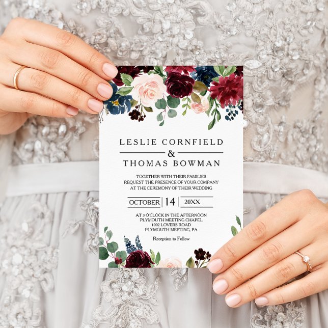 Invitación Rústico otoño deslumbrante Boda de Borgoña (Subido por el creador)