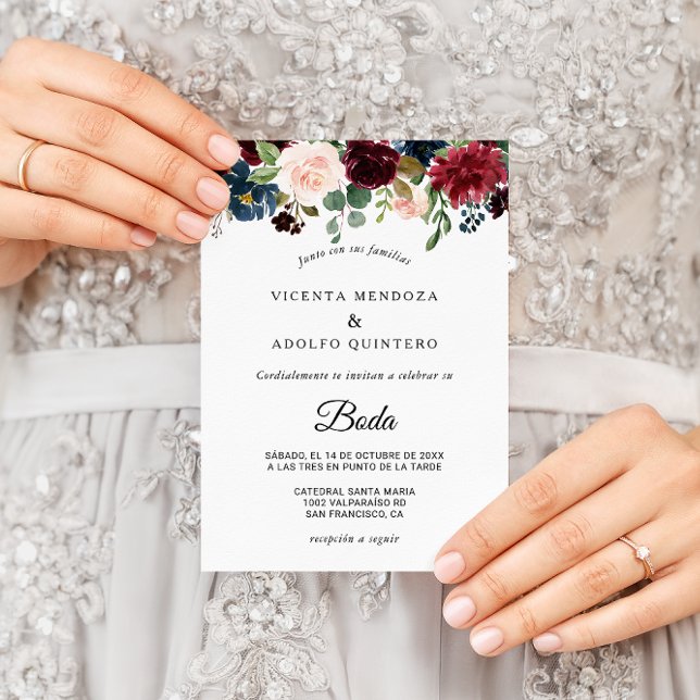 Invitación Rústico otoño deslumbrante Boda de Borgoña (Subido por el creador)