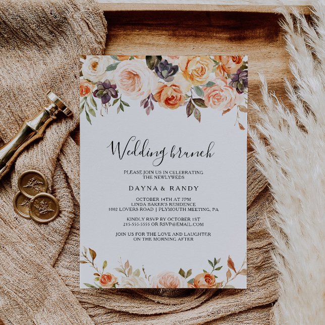 Invitación Rústico otoño elegante Boda floral Brunch (Subido por el creador)