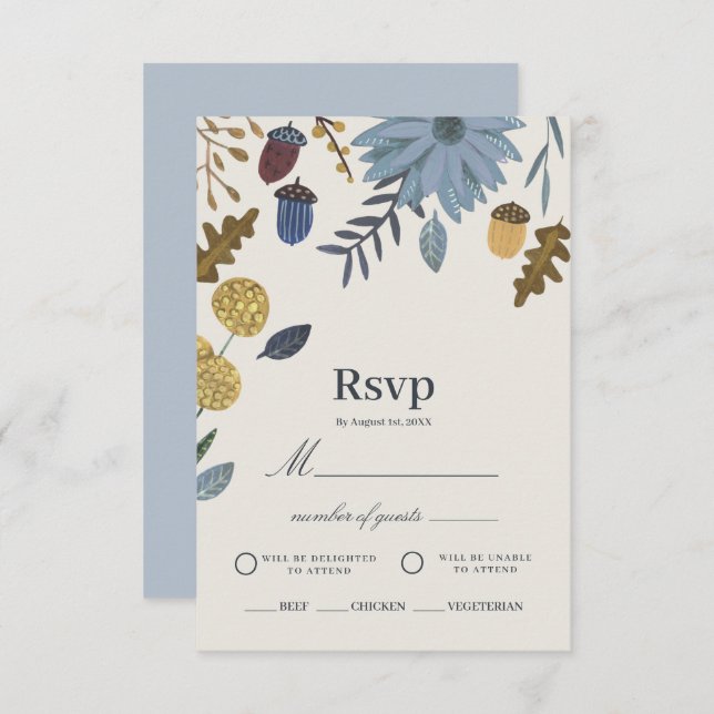 Invitación Rústico otoño hojas otoño otoño boda rsvp (Anverso / Reverso)