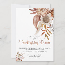 Invitación Rústico otoño Terracotta Floral Thanksgiving Invi
