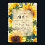 Invitación Rústico País Amarillo girasoles 40 cumpleaños<br><div class="desc">Girasoles rústicos de estilo rústico amarillo y marrón con hermosas hojas verdes 40 invitan a las mujeres a la fiesta de cumpleaños. Póngase en contacto con nosotros para obtener ayuda sobre la personalización o para solicitar productos coincidentes.</div>