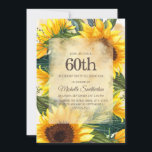 Invitación Rústico País Amarillo girasoles 60 cumpleaños<br><div class="desc">Girasoles rústicos de estilo rústico amarillo y marrón con hermosas hojas verdes 60 invitan a las mujeres a la fiesta de cumpleaños. Póngase en contacto con nosotros para obtener ayuda sobre la personalización o para solicitar productos coincidentes.</div>