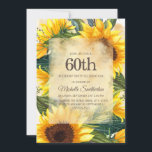 Invitación Rústico País Amarillo girasoles 60 cumpleaños<br><div class="desc">Girasoles rústicos de estilo rústico amarillo y marrón con hermosas hojas verdes 60 invitan a las mujeres a la fiesta de cumpleaños. Póngase en contacto con nosotros para obtener ayuda sobre la personalización o para solicitar productos coincidentes.</div>