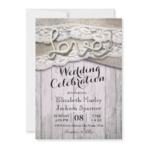 Rústico País Amor Rope Burlap Lace Barn Bodas