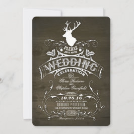 Invitación Rústico País Antlers De Venado Boda