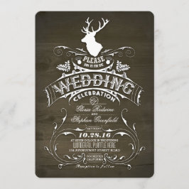 Invitación Rústico País Antlers De Venado Boda