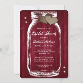 Invitación Rústico País Borgoña Mason Jar Ducha Bridal