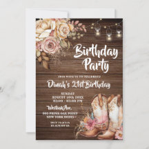 Rústico País bota cumpleaños floral de Cowgirl