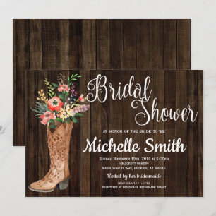 Invitación Rústico País Bridal Oeste Floral Bridal Shower
