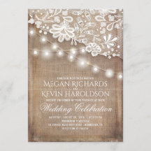 Rústico País Burlap String Luces Boda de encaje