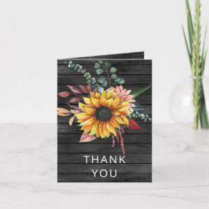 Invitación Rústico País De Madera Gris Sunflower Gracias