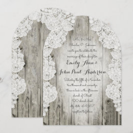 Invitación Rústico País Faux Lace Barn Wood Boda