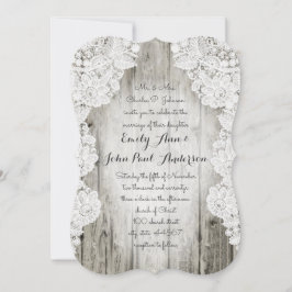 Invitación Rústico País Faux Lace Barn Wood Boda