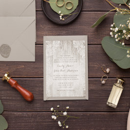 Invitación Rústico País Faux Lace Barn Wood Boda