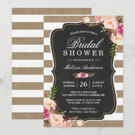 Invitación Rústico País Floral Burlap Stripes Bridal Shower