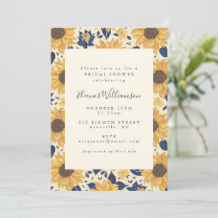 Invitación Rústico País Girasol Azul Amarillo Bridal Ducha