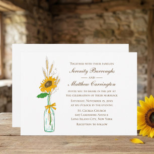 Invitación Rústico País Girasol Cae Boda Floral