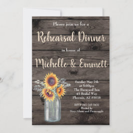 Invitación Rústico País Girasol Ensayo Floral Cena