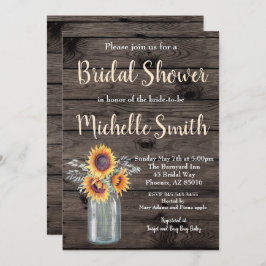 Invitación Rústico País Girasol Floral Madera Bridal Ducha