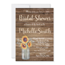 Rústico País Girasol Floral Madera Bridal Ducha