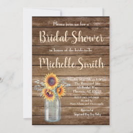Invitación Rústico País Girasol Floral Madera Bridal Ducha