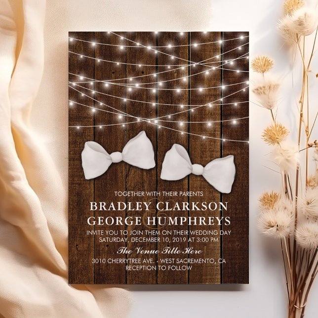 Invitación Rústico país hermano Boda de Tie Gay Groom (Subido por el creador)
