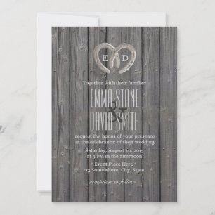 Invitación Rústico País Herradura Boda de la Madera de la Gra