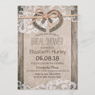 Invitación Rústico País Horseshoe Burlap Lace Bridal Shower