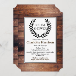 Invitación Rústico País Laureados Negros Ducha Bridal