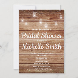 Invitación Rústico País Luces Colgantes Madera Ducha Bridal