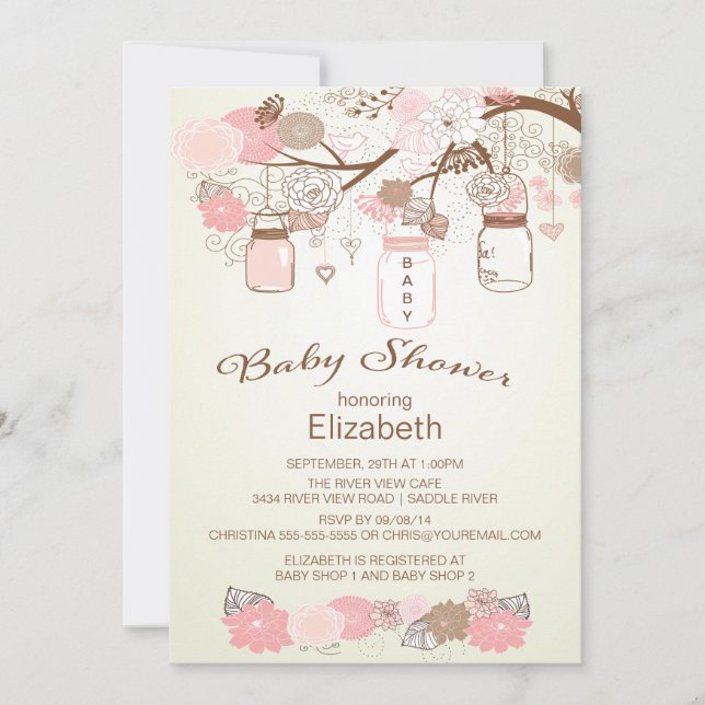 Invitación Rústico País Mason Jar Baby Shower (Anverso)