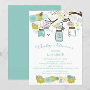 Invitación Rústico País Mason Jar Boys Baby Shower