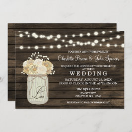 Invitación Rústico País Mason Jar Daisy Barn Wood Boda
