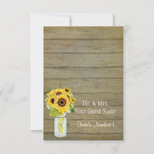 Invitación Rústico País Mason Jar Flores Sunflower Bouquet