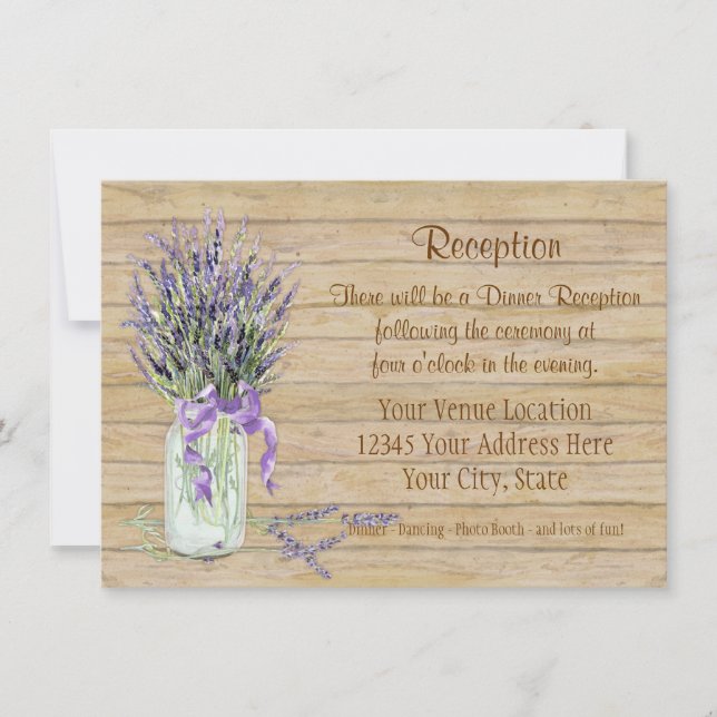 Invitación Rústico País Mason Jar Lavanda Francesa Bouquet (Anverso)