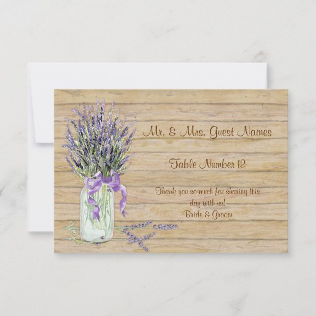 Invitación Rústico País Mason Jar Lavanda Francesa Bouquet (Anverso)