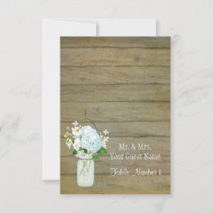 Invitación Rústico País Mason Jar Rubor Blue Hydrangeas