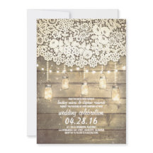 Rústico País Mason Jars Luces Lace Wood Boda